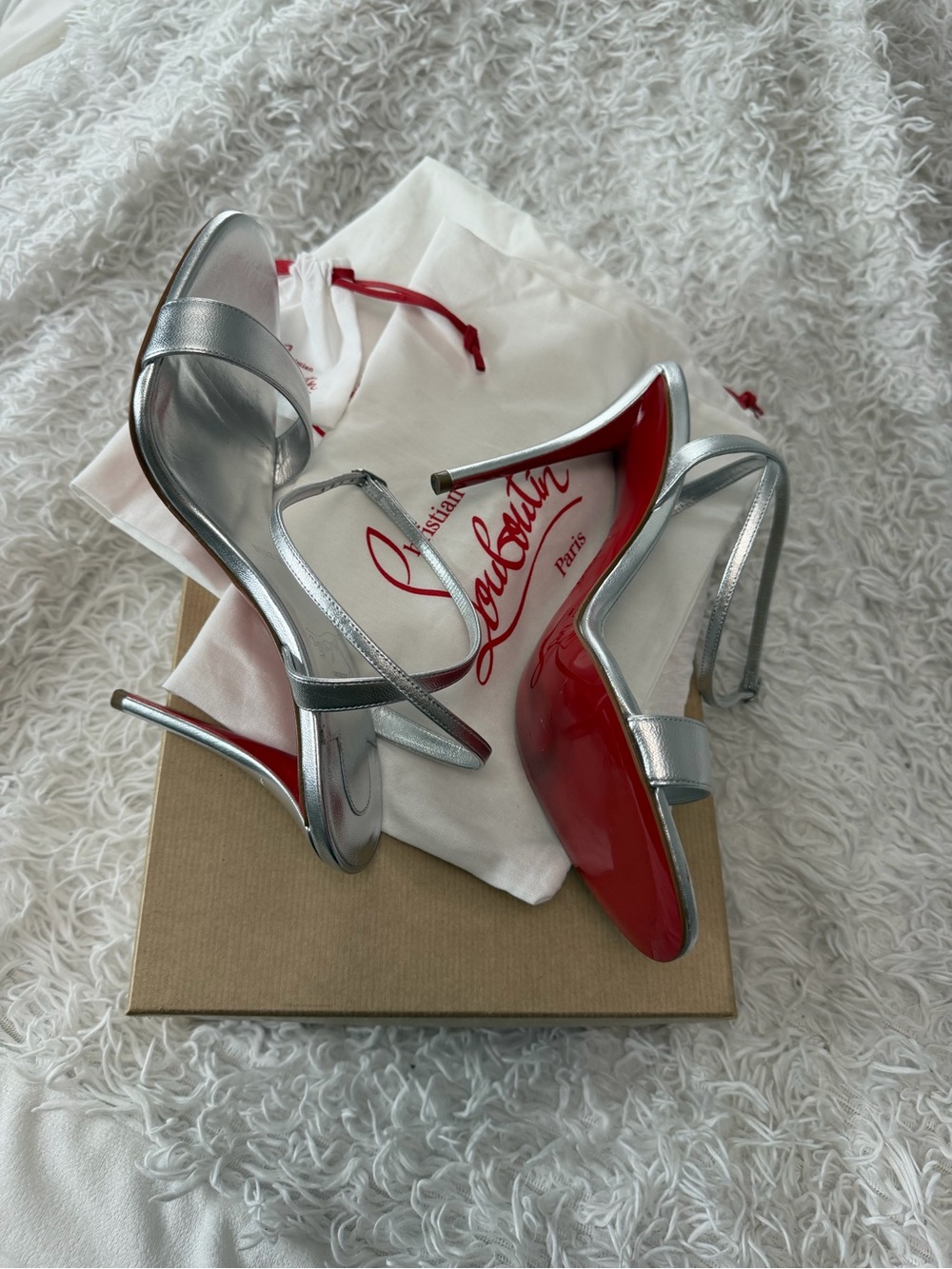 Christian Louboutin "Miss Z" sandals in metallic silver leather - Picture 5 of 15